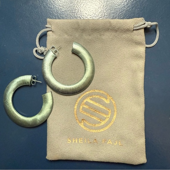 Sheila Fajl Jewelry - Sheila Fajl Silver Blue Hoop Earrings